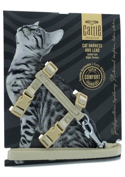 Kedi Göğüs ve Gezdirme Tasma Takımı Haki 1 x 25 x 40 cm