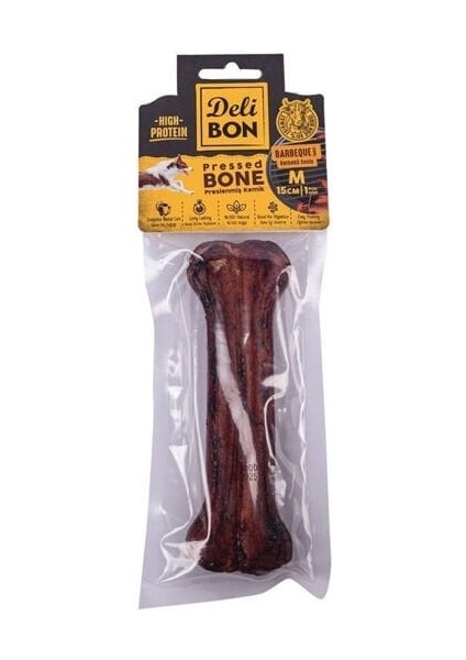 Deri Pres Barbekü Aromalı Kemik Köpek Ödülü Medium 15 cm 1 Adet
