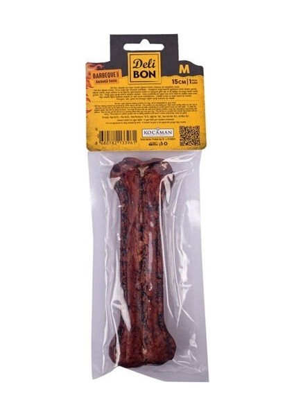 Deri Pres Barbekü Aromalı Kemik Köpek Ödülü Medium 15 cm 1 Adet