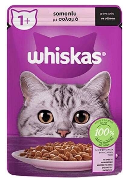 Whiskas Pouch Sos Içerisinde Somonlu Yetişkin Konserve Kedi Maması 85 gr