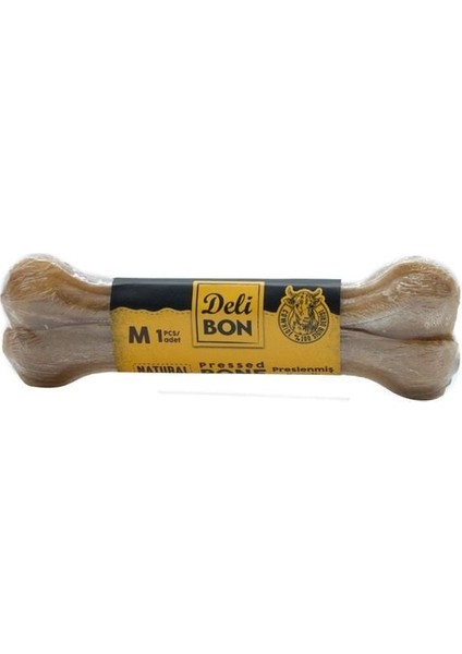 Deri Pres Vakumlu Kemik Köpek Ödülü Naturel 15 cm 1 Adet
