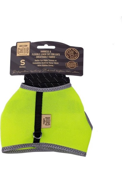 Cattie Havalı Dokuma Kedi Göğüs ve Gezdirme Takımı Small Sarı 1X20-30 cm