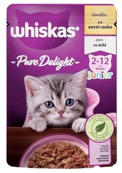 Whiskas Pouch Pure Delight Jöle Içerisinde Tavuklu Yavru Kedi Konservesi 4X85 gr