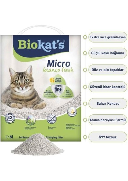 Bianco Mikro Fresh Bentonit Kedi Kumu 6 kg