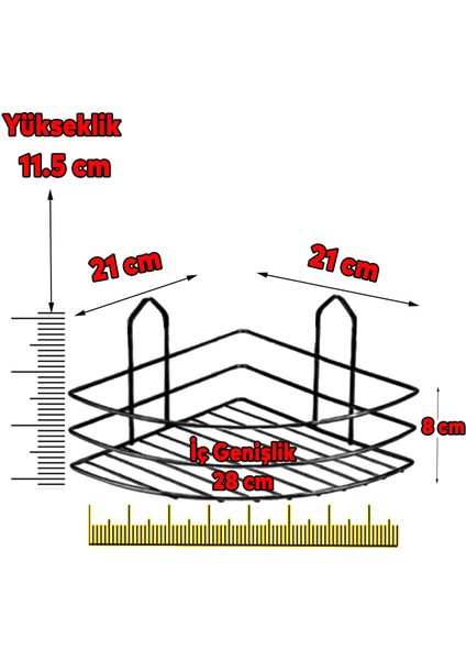 Banyo Duş Rafı Şampuanlık Köşelik Oval Siyah Tek Katlı Malzemelik Organizer Aksesuar Düzenleyici Mutfak Eşya Rafı