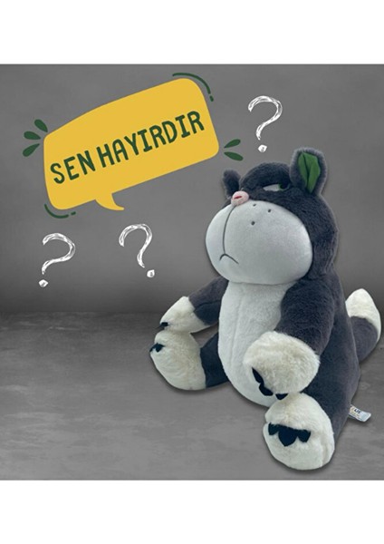 Lusso Shopping Kızgın Kedi Sabri Peluş Kedi Oyun ve Uyku Arkadaşı 40 cm