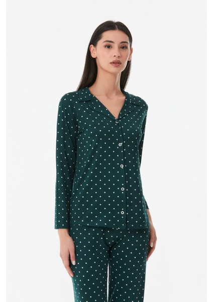 Puantiyeli Gömlek Yaka Pijama Takımı fiyatları