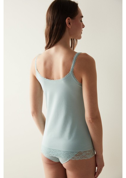 Cotton Dantel Detaylı Mint Yeşili Atlet fırsatları