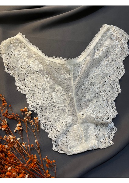 Balensiz Tül Dantel Işlemeli Beyaz Sütyen Bralet Takım - Kadın İç Giyim fırsatları