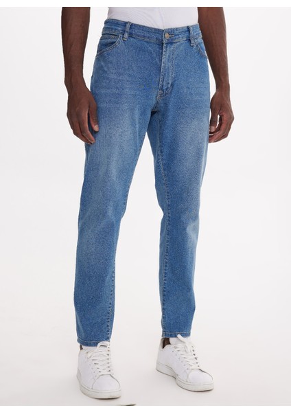 Normal Bel Dar Mavi Erkek Denim Pantolon TC5002