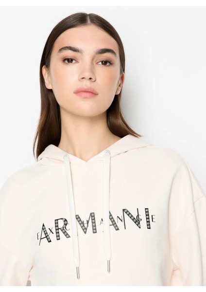 Kapüşon Yaka Baskılı Ekru Kadın Sweatshırt 6RYM95 fırsatları