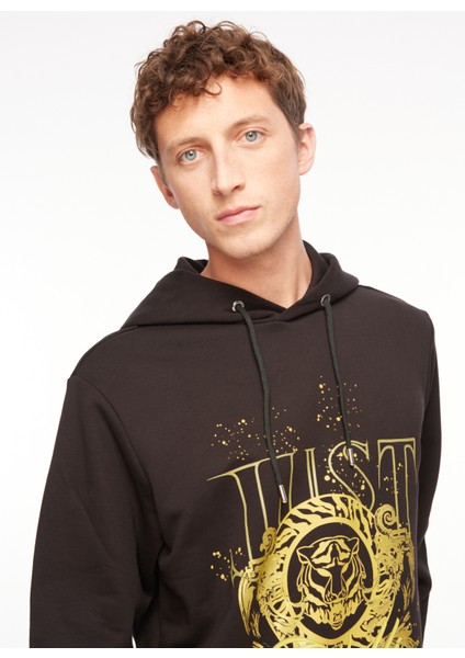 Kapüşon Yaka Siyah Erkek Sweatshırt 75OAIF03 modelleri