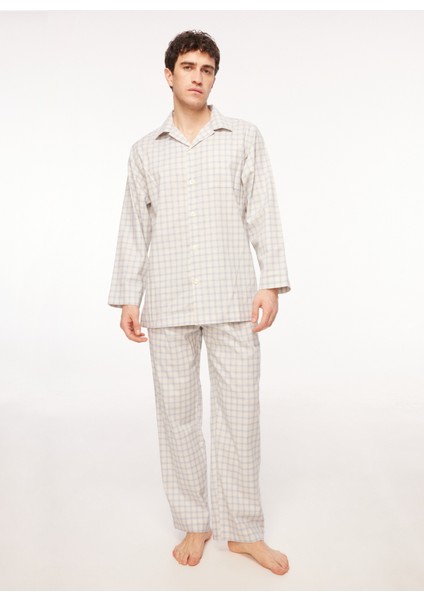 Mavi - Beyaz Erkek Pijama Takımı TDNPJM001096