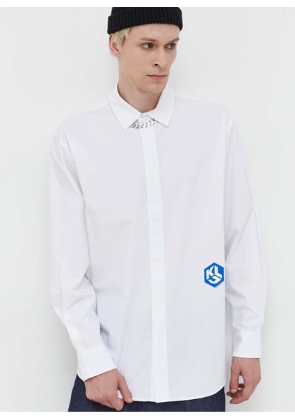 Normal Beyaz Erkek Gömlek 236D1603_KLJ Monogram Shırt