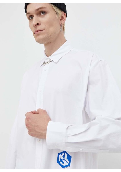 Normal Beyaz Erkek Gömlek 236D1603_KLJ Monogram Shırt modelleri