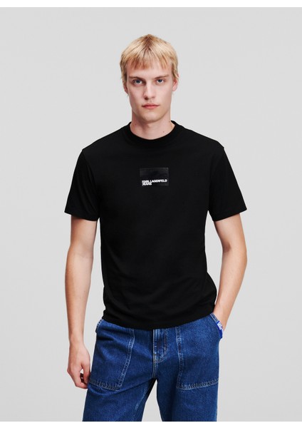 Bisiklet Yaka Siyah Erkek T-Shirt 236D1700_KLJ Regular Sslv Logo Tee
