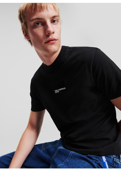 Bisiklet Yaka Siyah Erkek T-Shirt 236D1700_KLJ Regular Sslv Logo Tee