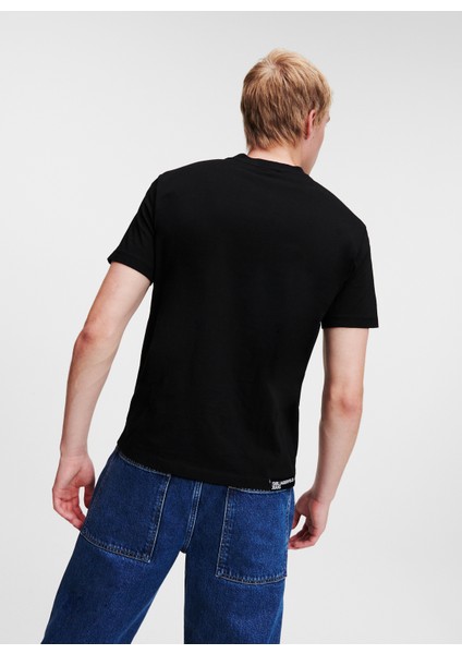 Bisiklet Yaka Siyah Erkek T-Shirt 236D1700_KLJ Regular Sslv Logo Tee