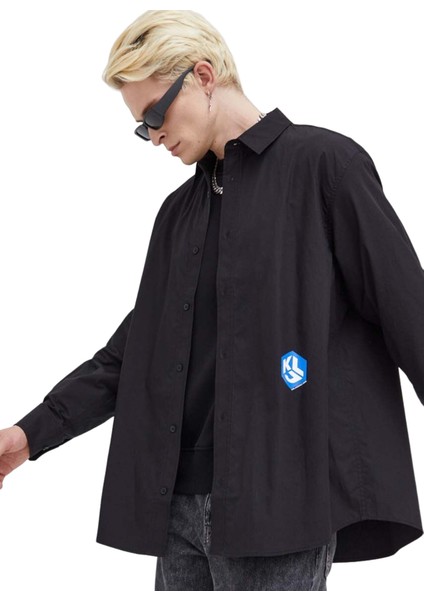 Normal Siyah Erkek Gömlek 236D1603_KLJ Monogram Shırt fırsatları