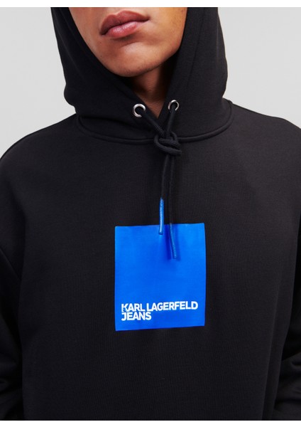 Kapüşon Yaka Siyah Erkek Sweatshırt 231D1850_Klj Logo Hoodıe fırsatları