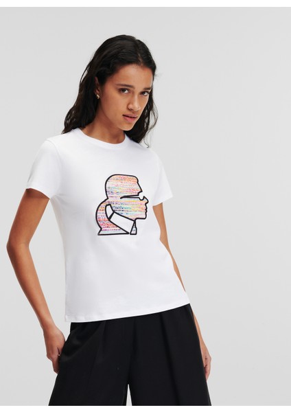 Bisiklet Yaka Baskılı Beyaz Kadın T-Shirt 235W1707 fiyatları