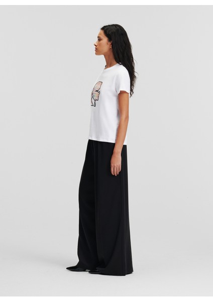 Bisiklet Yaka Baskılı Beyaz Kadın T-Shirt 235W1707 modelleri