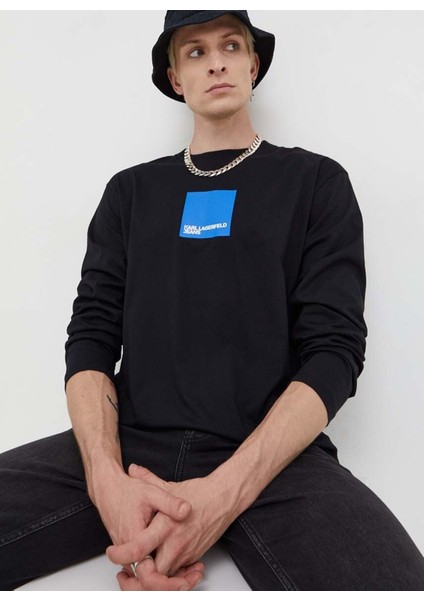 Bisiklet Yaka Siyah Erkek T-Shirt 236D1703_KLJ Relaxed Cut Logo Tee modelleri