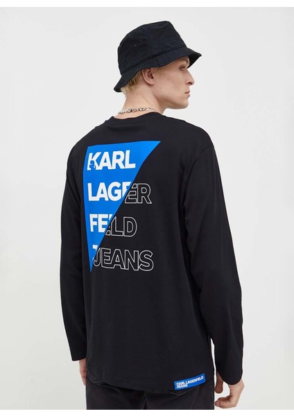 Bisiklet Yaka Siyah Erkek T-Shirt 236D1703_KLJ Relaxed Cut Logo Tee fırsatları
