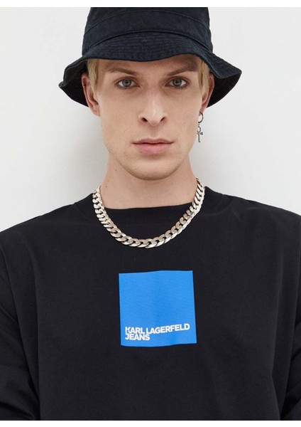 Bisiklet Yaka Siyah Erkek T-Shirt 236D1703_KLJ Relaxed Cut Logo Tee indirimleri