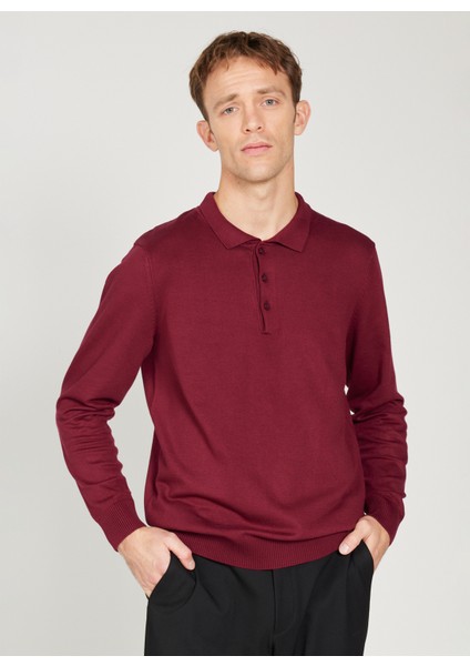 ALTINYILDIZ CLASSICS Erkek Bordo Standart Fit Normal Kesim Polo Yaka Triko Kazak fırsatları