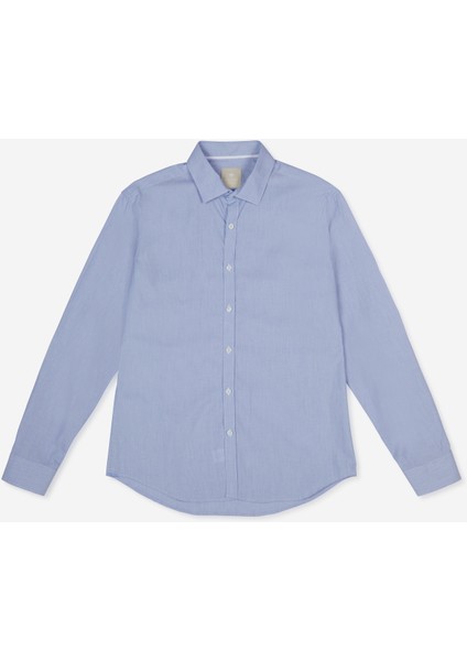 Slim Fit Gömlek Yaka Mavi Erkek Gömlek A276Carlprıncı-