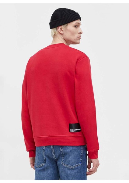Bisiklet Yaka Kırmızı Erkek Sweatshırt 231D1804_Klj Regular Logo Sweat