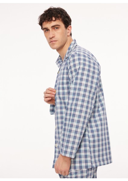 Mavi - Beyaz Erkek Pijama Takımı TDNPJM001082 modelleri
