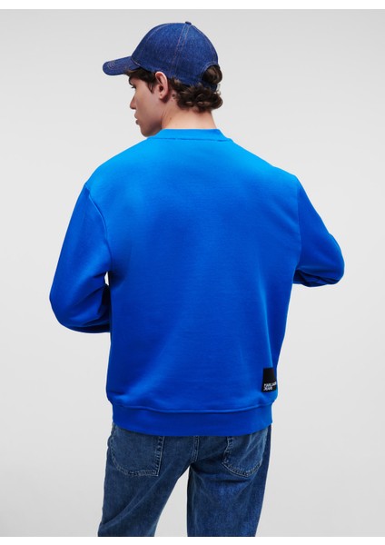 Bisiklet Yaka Mavi Erkek Sweatshırt 231D1804_Klj Regular Logo Sweat indirimleri
