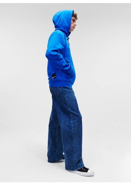Kapüşon Yaka Mavi Erkek Sweatshırt 231D1850_Klj Logo Hoodıe indirimleri