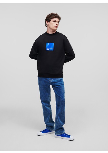 Bisiklet Yaka Siyah Erkek Sweatshırt 231D1804_Klj Regular Logo Sweat