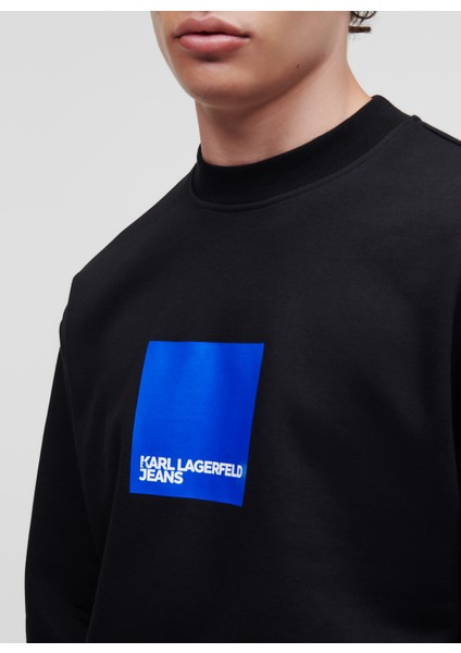 Bisiklet Yaka Siyah Erkek Sweatshırt 231D1804_Klj Regular Logo Sweat fırsatları