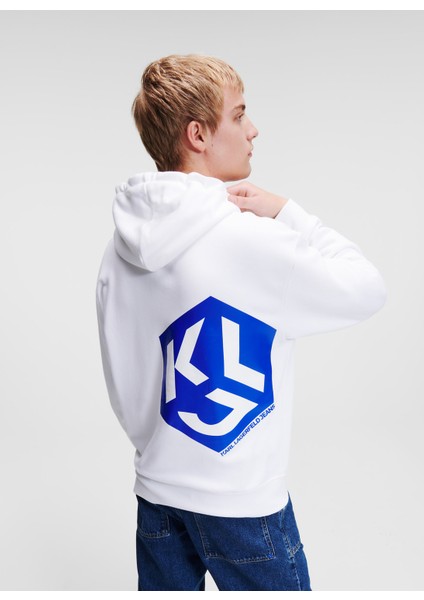 Kapüşon Yaka Beyaz Erkek Sweatshırt 236D1852_Klj Monogram Hoodıe fiyatları