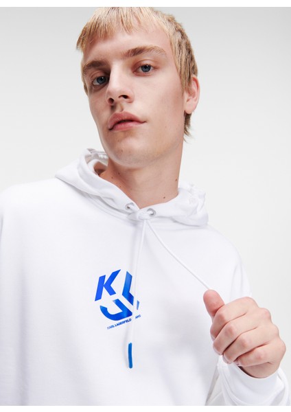 Kapüşon Yaka Beyaz Erkek Sweatshırt 236D1852_Klj Monogram Hoodıe fırsatları