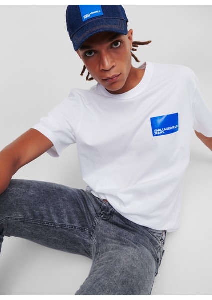 Bisiklet Yaka Beyaz Erkek T-Shirt 231D1706_KLJ Regular Sslv Logo Tee