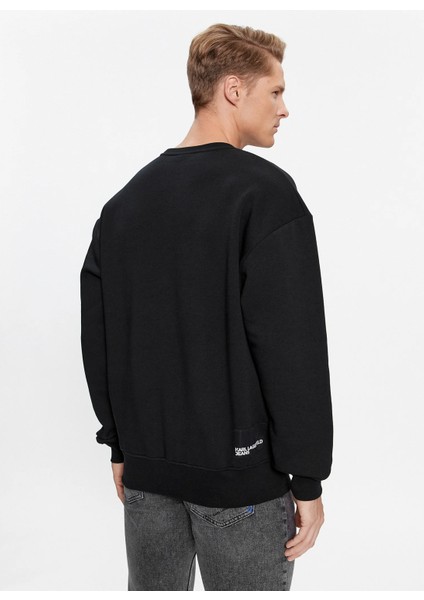 Bisiklet Yaka Siyah Erkek Sweatshırt 236D1855_Klj Strıpe Logo Sweat modelleri