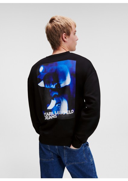 Bisiklet Yaka Siyah Erkek Sweatshırt 236D1850_Klj Karl Sweat