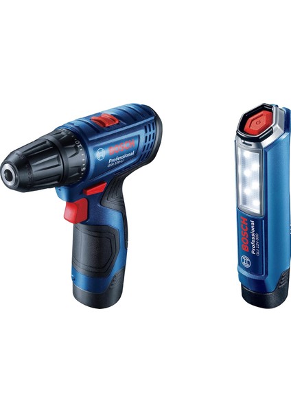 Professional Gsr 120-LI Akülü Delme/vidalama Makinesi Glı 12V-300 Akülü Şantiye Projektörü 2xgba 12V 2.0AH Akü Grubu