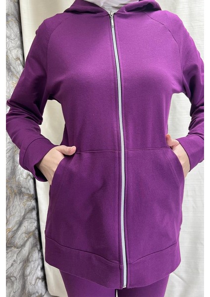 ​kapşonlu Cep Detayli Eşofman Takımı BRC1602 Mor