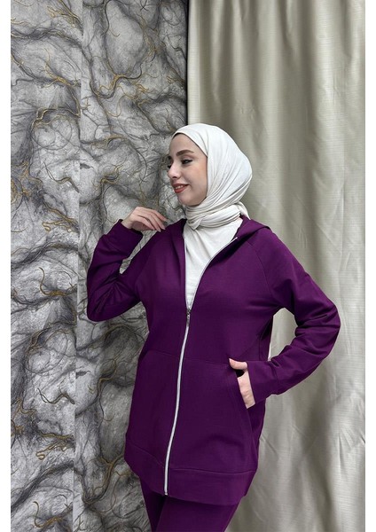 ​kapşonlu Cep Detayli Eşofman Takımı BRC1602 Mor modelleri