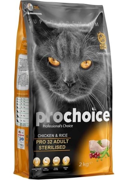 Prochoice PRO32 Chicken Rice Kısırlaştırılmış Kedi Maması 15 kg