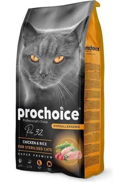 Prochoice PRO32 Chicken Rice Kısırlaştırılmış Kedi Maması 15 kg