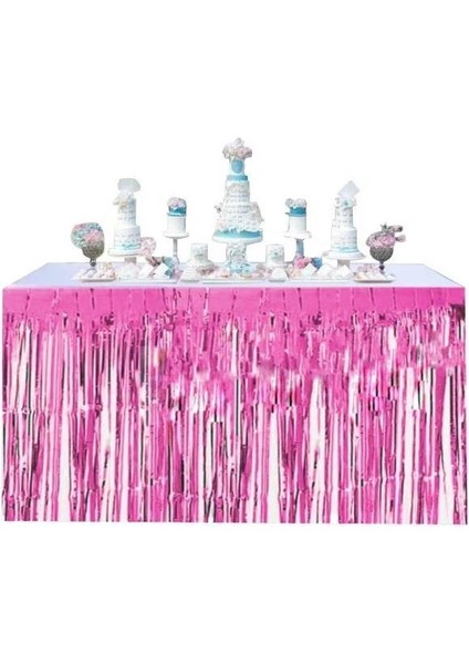 Metalize Masa Eteği Pembe 70 x 300 cm