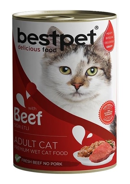 Bestpet Biftekli Gravy Yetişkin Konserve Kedi Maması 400 gr