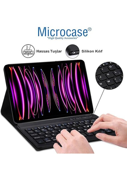 Samsung Galaxy Tab A9 Plus SM-X210 11 Inch Tablet Bluetooth Klavye ve Mouse + Standlı Kılıf - Bkk6